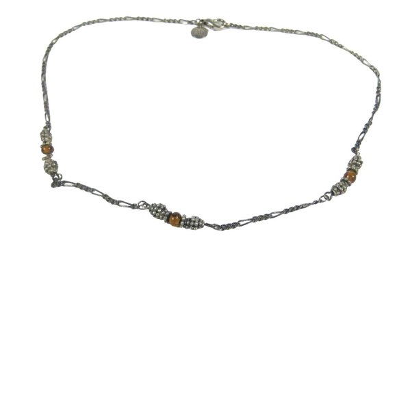American Eagle Silvertone Chain Necklace 17 Inch Unisex Strand Beaded Jewelry - Picture 1 of 7